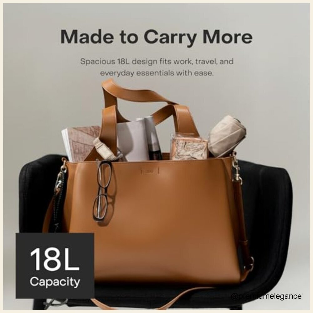 Large 18L Work Tote with Laptop Sleeve & Crossbody Strap for Travel - Picture 6 of 7